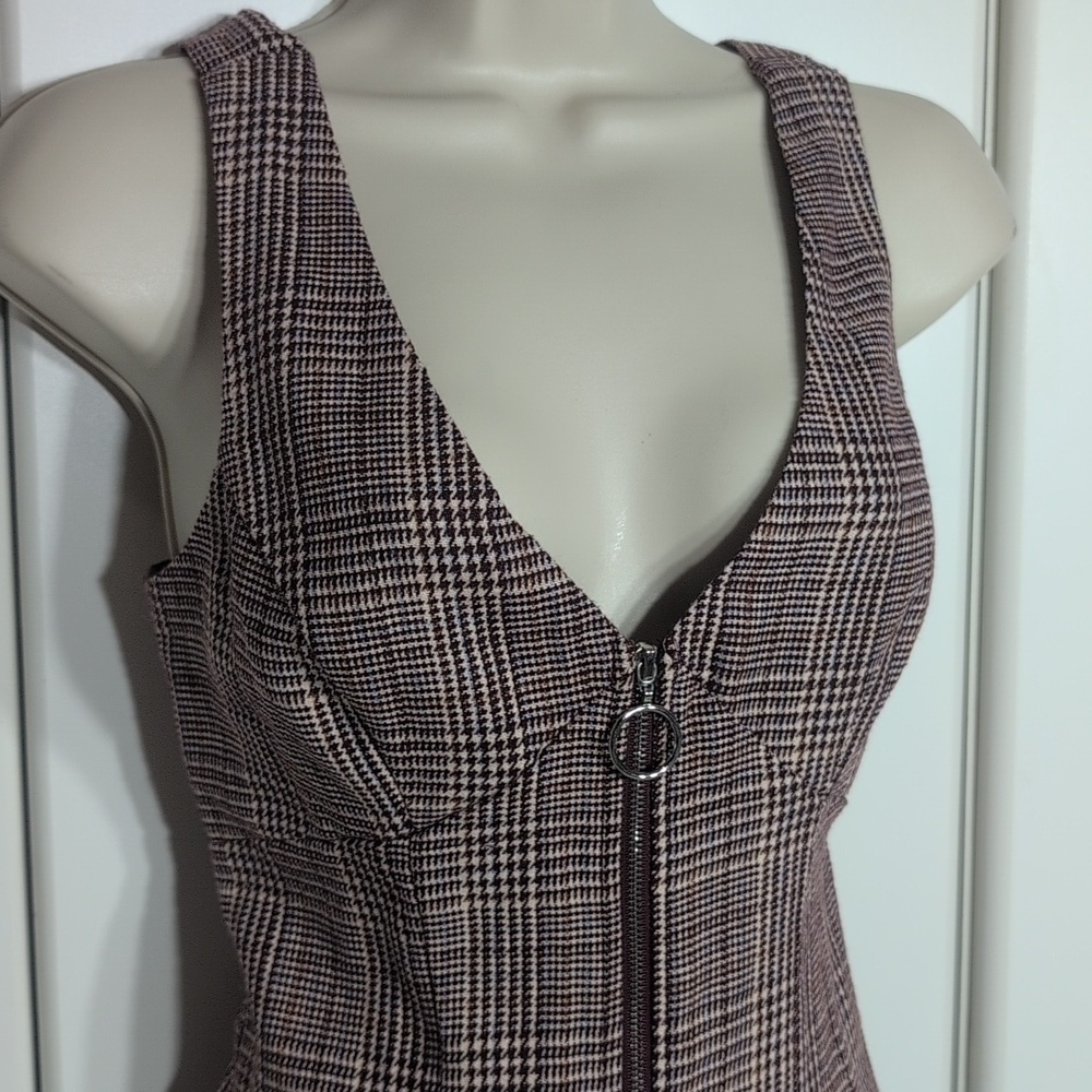 Plaid Burgundy Zip Up Dress NWOT - Picture 3 of 10